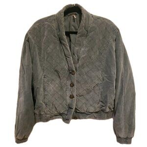 Free People Jacket Main Squeeze Size S Moss Green Puffy Quilted Oversized